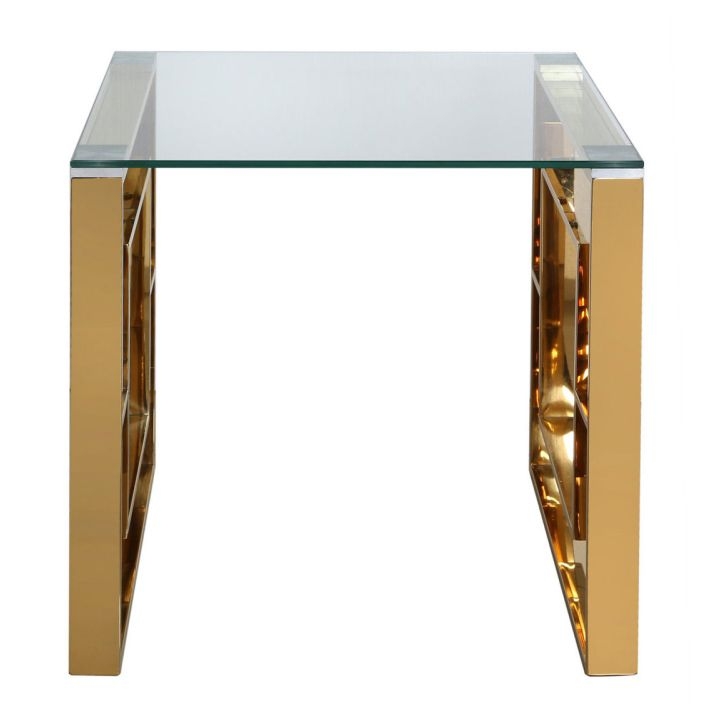 Apex Glass and Gold Square End Table