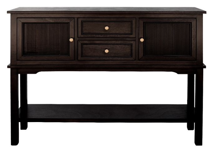 Lindon Walnut Brown 2 Door 2 Drawer Sideboard with Gold Handles