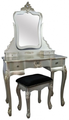 Product photograph of French Style Antique Silver Dressing Set from Choice Furniture Superstore