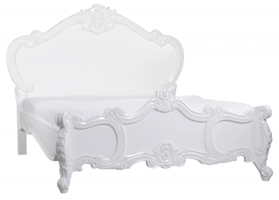 Product photograph of French White Carved Rose Cherub Bed from Choice Furniture Superstore