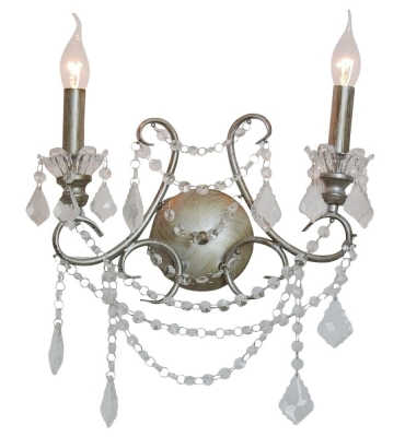 Product photograph of Antique Silver 2 Branch Cut Glass Chandelier Wall Light from Choice Furniture Superstore