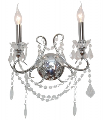 Product photograph of Chrome 2 Branch Cut Glass Chandelier Wall Light from Choice Furniture Superstore