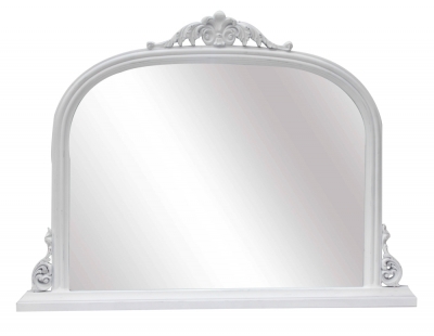 Product photograph of French White Distressed Overmantle Mirror - 115cm X 85cm from Choice Furniture Superstore