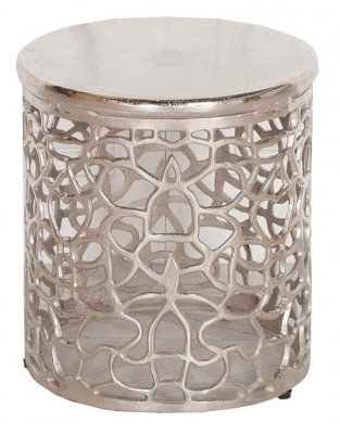 Product photograph of Aluminium Fretwork Round Side Table from Choice Furniture Superstore