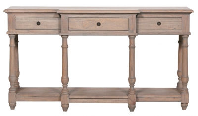 Product photograph of Rustic Breakfront 3 Drawer Console Table from Choice Furniture Superstore
