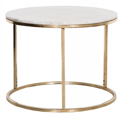 Product photograph of White Marble Round Side Table With Gold Leg from Choice Furniture Superstore