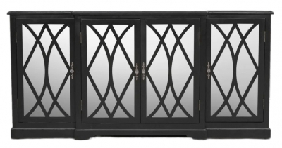 Product photograph of Jaconita Black Mirrored Front 4 Door Extra Large Sideboard from Choice Furniture Superstore