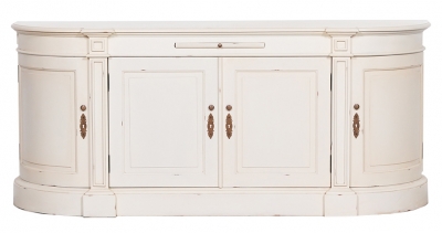 Distressed White Mahogany 4 Door Large Sideboard