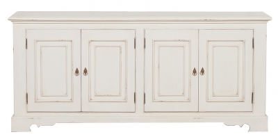 Product photograph of Distressed White 4 Door Sideboard from Choice Furniture Superstore