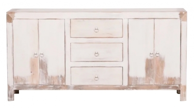 Product photograph of Distressed White Oriental 4 Door Sideboard from Choice Furniture Superstore
