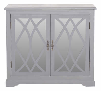 Product photograph of Grey Mirrored 2 Door Cupboard from Choice Furniture Superstore