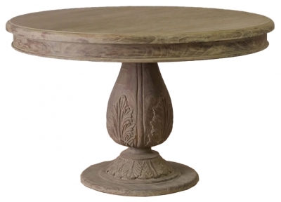 Reclaimed Wood 4 to 6 Seater Round Acorn Dining Table - 120cm