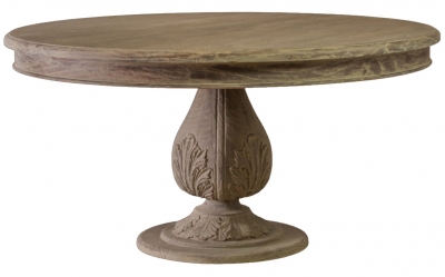 Product photograph of Rustic Washed 6 Seater Round Acorn Dining Table - 150cm from Choice Furniture Superstore