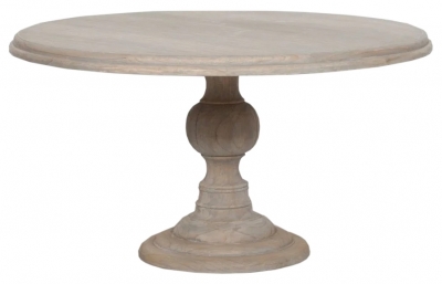 Rustic White Cedar 4 to 6 Seater Round Pedestal Dining Table - 120cm