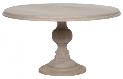 Rustic White Cedar 6 to 8 Seater Round Pedestal Dining Table - 147cm