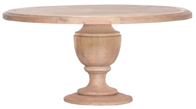 Rustic White Cedar 6 to 8 Seater Round Pedestal Dining Table - 162cm
