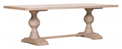 Rustic White Cedar 10 Seater Double Pedestal Dining Table - 240cm
