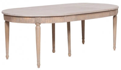 Rustic White Cedar 4 to 8 Seater Oval Extending Dining Table - 100cm-199cm