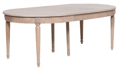 Rustic White Cedar 4 to 8 Seater Oval Large Extending Dining Table - 117cm-206cm