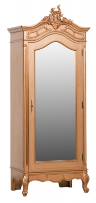 Product photograph of French Style Gold Carved Mirror Armoire Wardrobe - 1 Door from Choice Furniture Superstore