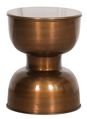 Product photograph of Antique Brass Hour Glass Round Side Table from Choice Furniture Superstore