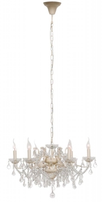 Product photograph of French Style Cream 6 Branch Shallow Cut Glass Chandelier from Choice Furniture Superstore