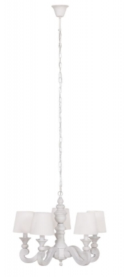 Product photograph of French Style Distressed White 5 Branch Chandelier With Shade from Choice Furniture Superstore