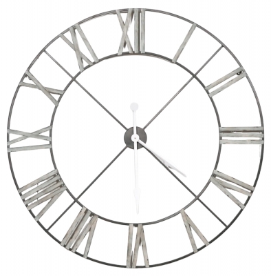 Product photograph of Vintage Silver Metal Wall Clock - 110cm X 110cm from Choice Furniture Superstore