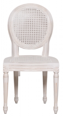Product photograph of Lomira French Antique Style White Rattan Dinning Chair from Choice Furniture Superstore