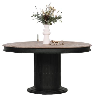 Black Wooden 4 Seater Round Dining Table