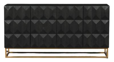 Black Wooden Diamond Pattern Sideboard