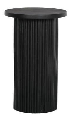 Ribbed Black Round Occasional Side Table