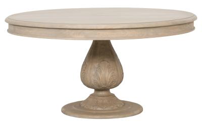 Rustic Light Wood 4 Seater Round Dining Table