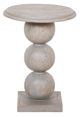 Rustic Wooden Stacked Ball Occasional Side Table