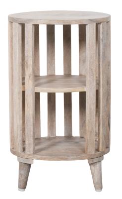 Wooden Slated Bedside Table