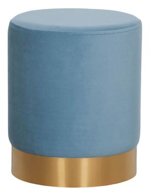 Product photograph of Ocean Blue Velvet Fabric Round Stool from Choice Furniture Superstore