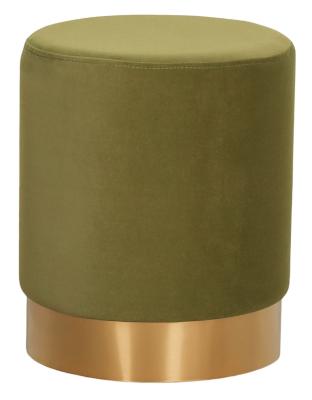 Product photograph of Olive Green Velvet Fabric Round Stool from Choice Furniture Superstore