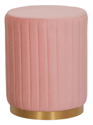 Product photograph of Pink Velvet Fabric Ribbed Round Stool from Choice Furniture Superstore