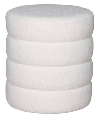 White Boucle Fabric Beehive Round Stool