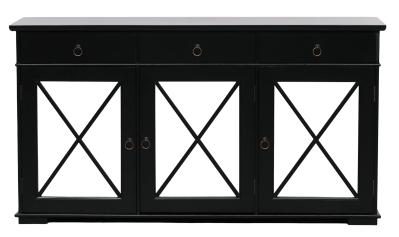 Black Painted Oriental Medium Sideboard 3 Doors