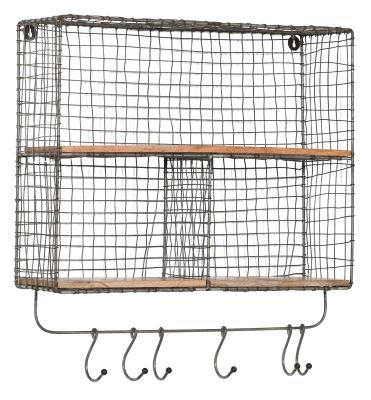 Product photograph of Wire 3 Compartment Wall Shelf Hooks from Choice Furniture Superstore