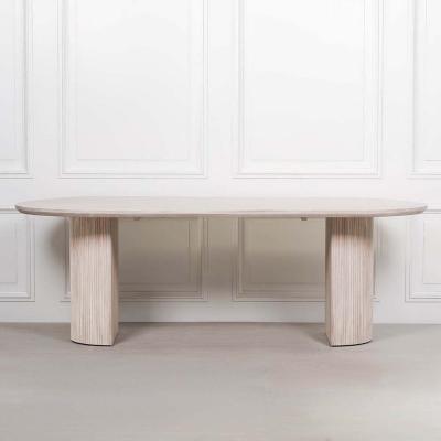 Blanche Acacia Wood Fluted 8 Seater Oval Dining Table