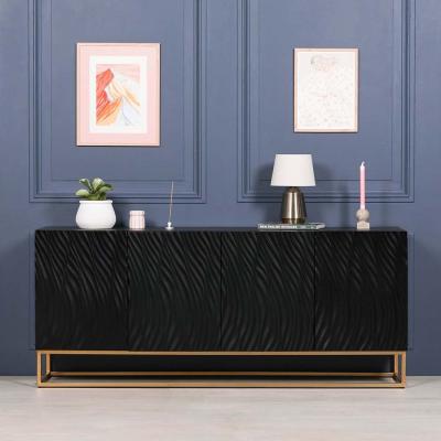 Ripples Black Painted 4 Door Large Sideboard