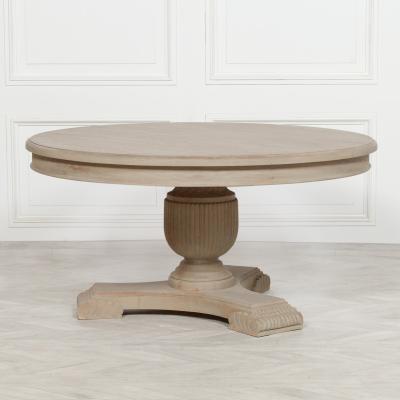 Rustic White Cedar 6 Seater Round Pedestal Dining Table 150cm