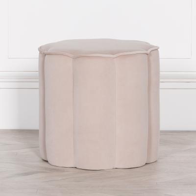 Natural Velvet Round Stool