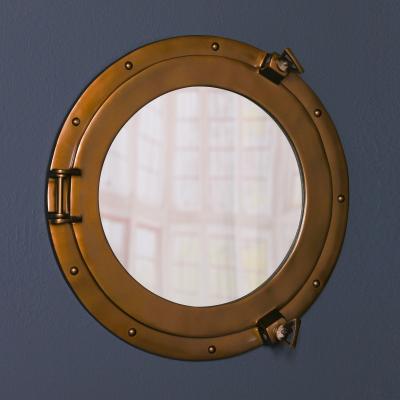 Antique Brass Port Hole Round Mirror 435cm X 435cm