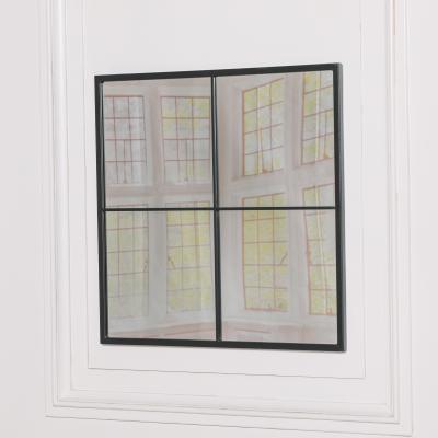 Black Metal Square Window Mirror - 60cm x 60cm
