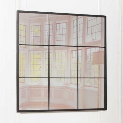 Black Metal Square Window Mirror 90cm X 90cm