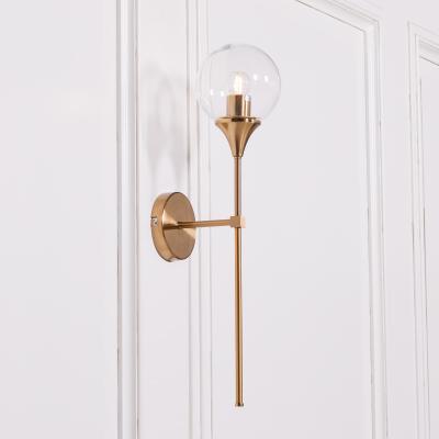 Arriba Satin Gold And Glass Ball Wall Light