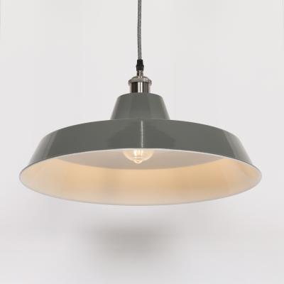 Factory Style Grey Painted Metal Pendant Light 46cm